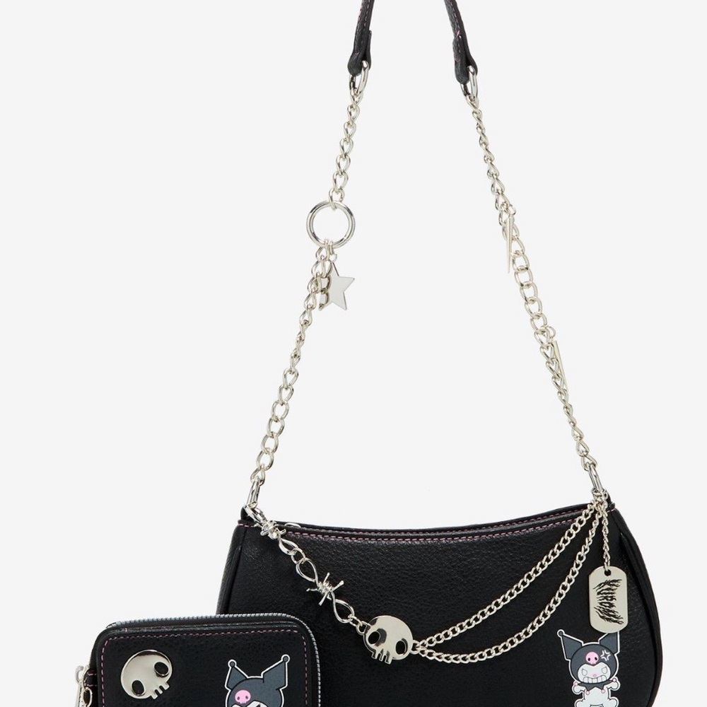 New Her Universe Kuromi Skull Chain Black Purse and Wallet